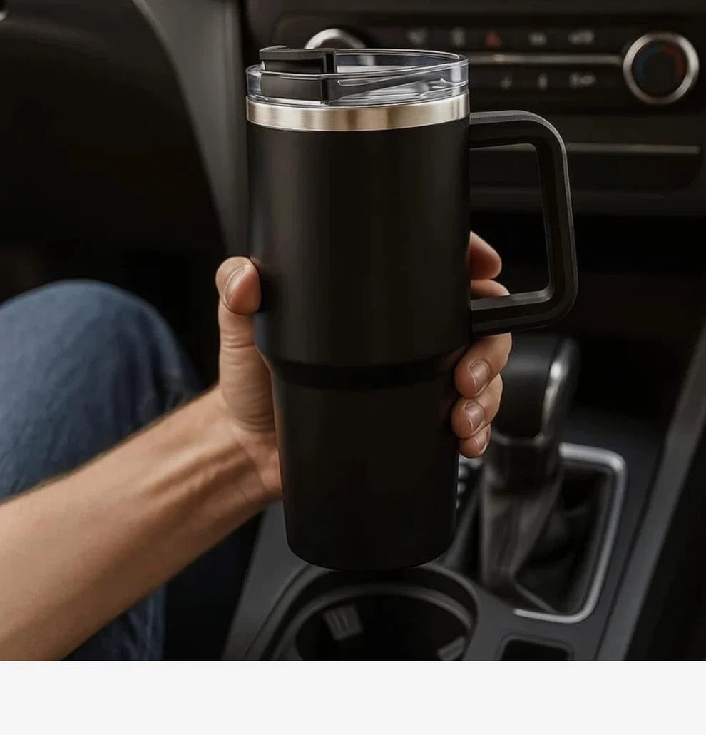 1200ml Insulated Stainless Steel Tumbler with Straw & Lid