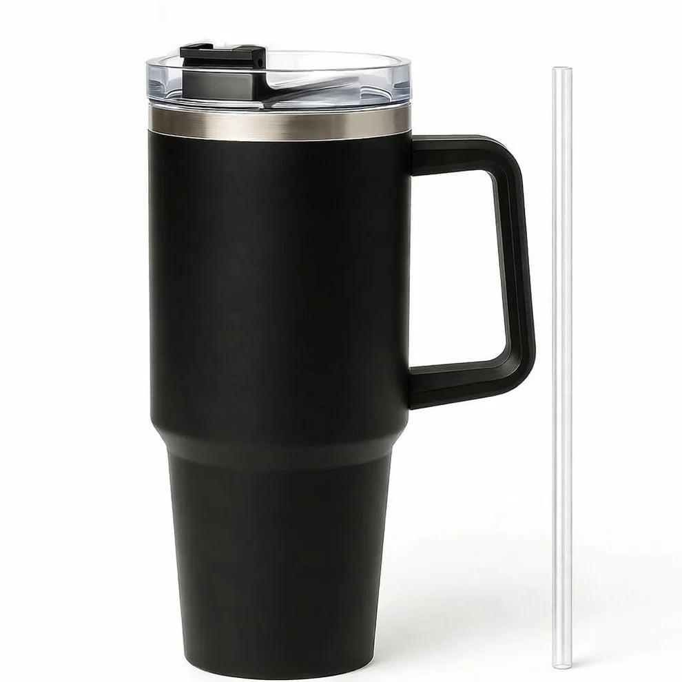 1200ml Insulated Stainless Steel Tumbler with Straw & Lid