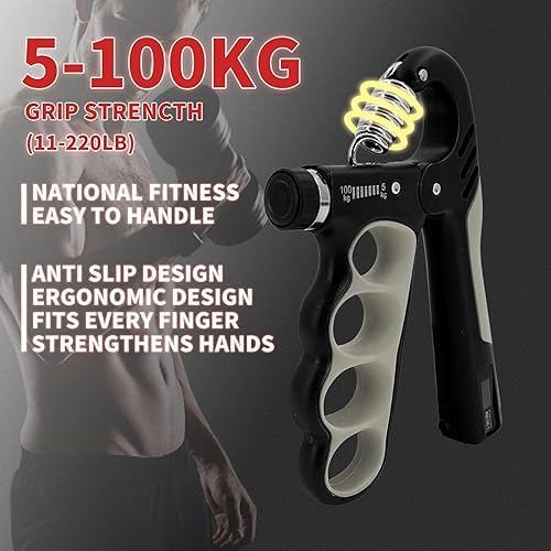 Adjustable Hand Grip Strengthener 5–100 kg with Counter