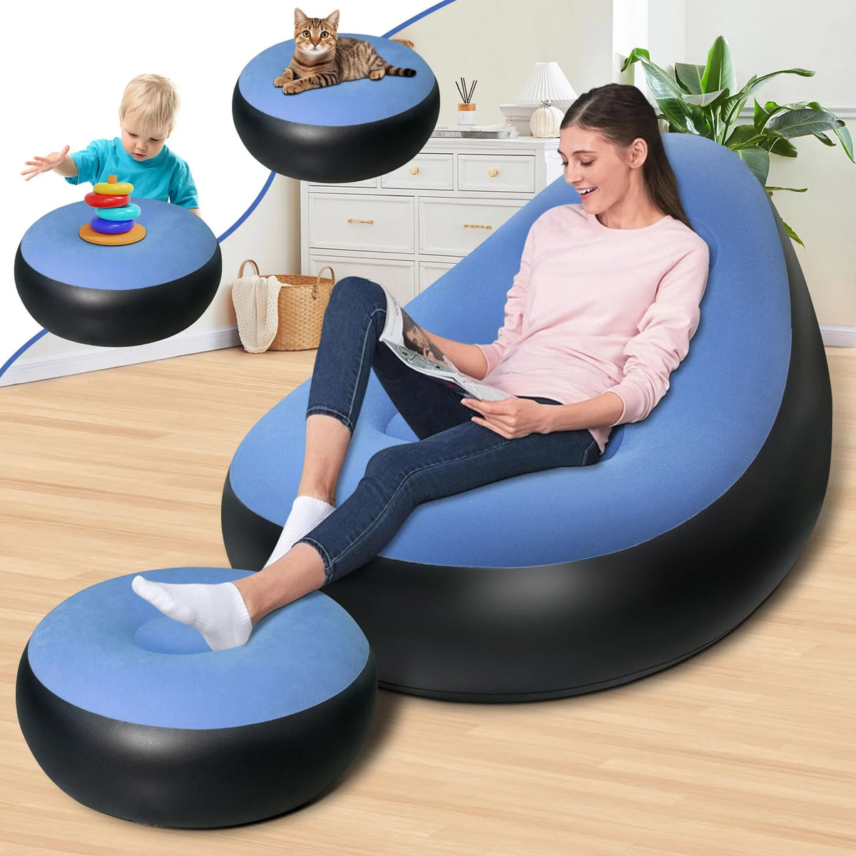 Senyoubao Single Size Inflatable Lounge Chair & Ottoman Set